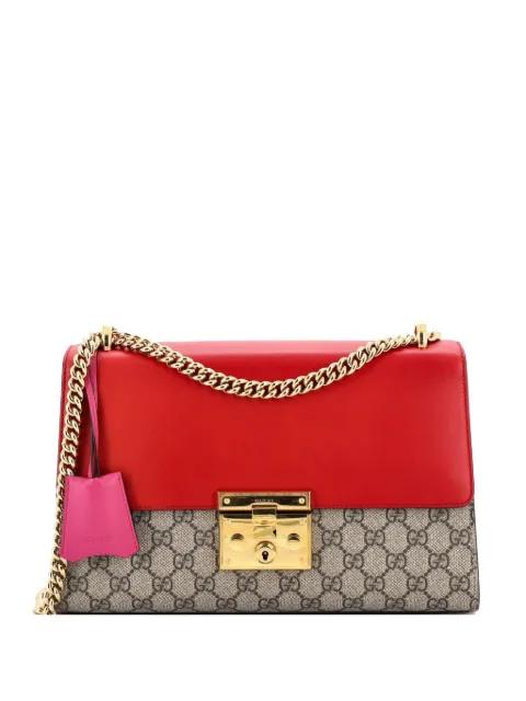 Padlock GG Coated Canvas and Leather Medium shoulder bag by GUCCI 