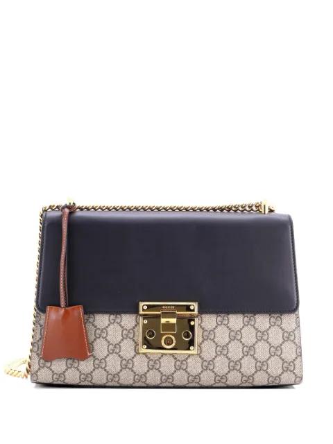 Padlock GG Coated Canvas and Leather Medium shoulder bag by GUCCI 