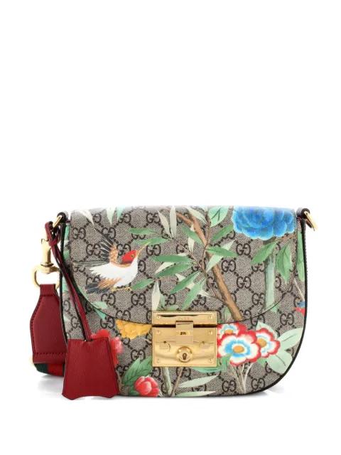 Padlock Saddle Tian Print GG Coated Canvas Medium shoulder bag by GUCCI 