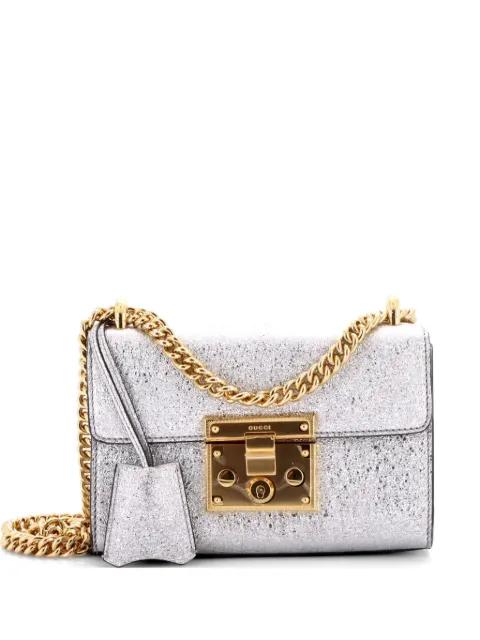 Padlock Shoulder Bag Textured Metallic Leather Small crossbody bag by GUCCI 