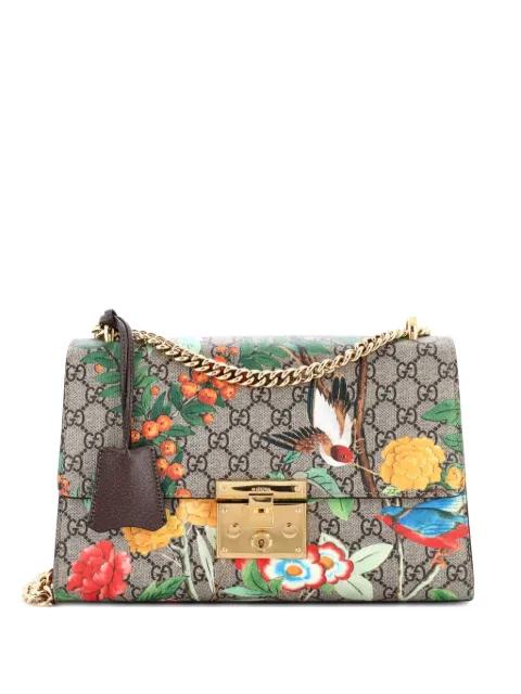 Padlock Tian Print GG Coated Canvas Medium shoulder bag by GUCCI 