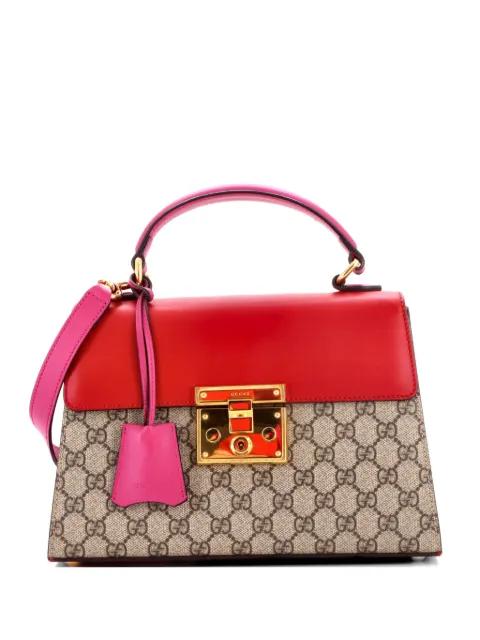 Padlock Top Handle Bag GG Coated Canvas and Leather Small satchel by GUCCI 