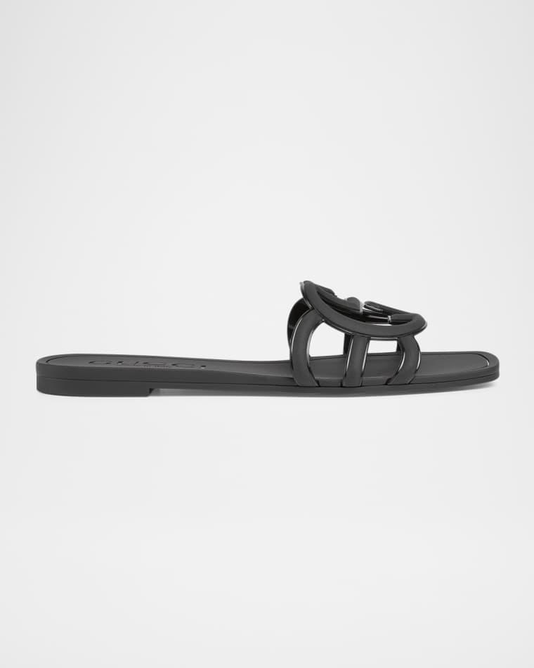 Palma GG Rubber Flat Slide Sandals by GUCCI