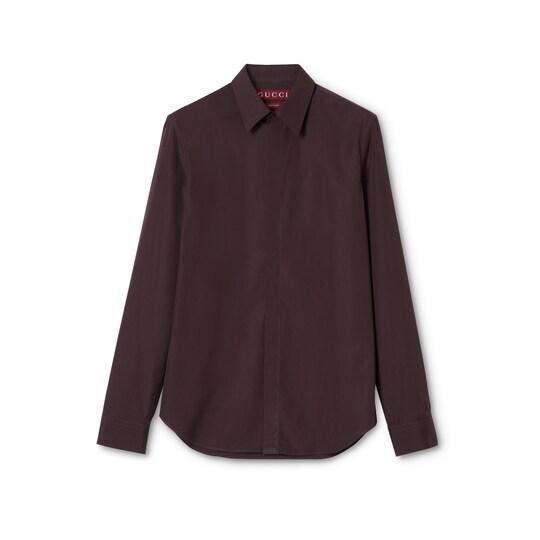 Piece dyed poplin shirt with embroidery by GUCCI