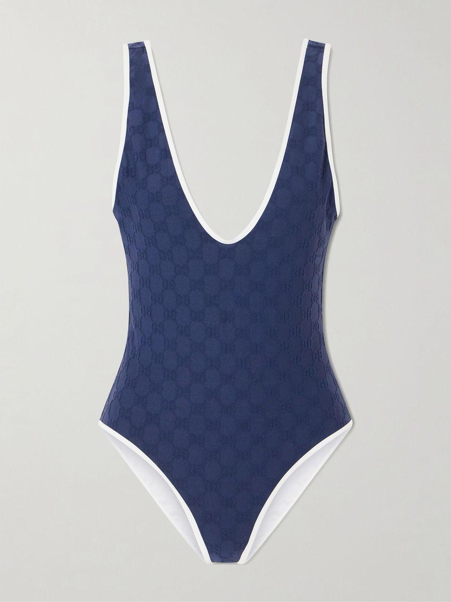 Piped terry-jacquard swimsuit by GUCCI