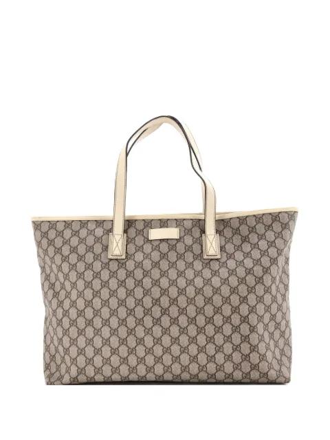 Plus GG Coated Canvas with Leather Large tote bag by GUCCI 