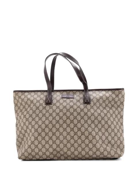 Plus GG Coated Canvas with Leather Large tote bag by GUCCI 