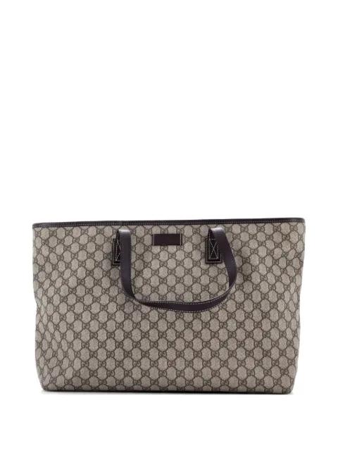 Plus GG Coated Canvas with Leather Large tote bag by GUCCI 