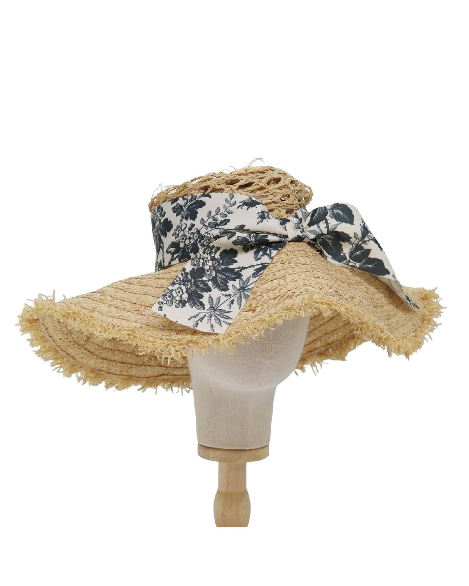 Preloved Floral Straw Hat with Bow Wo - Beige by GUCCI