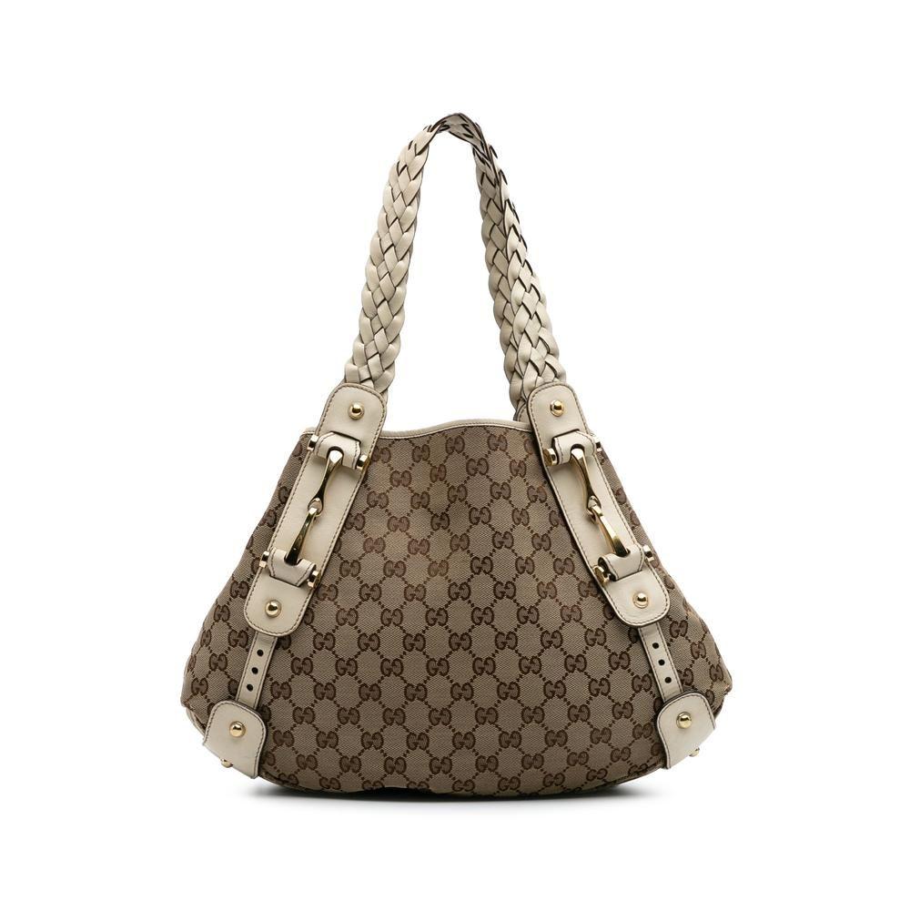 Preloved GG Canvas Tote Bag with Braided Handles- Brown by GUCCI