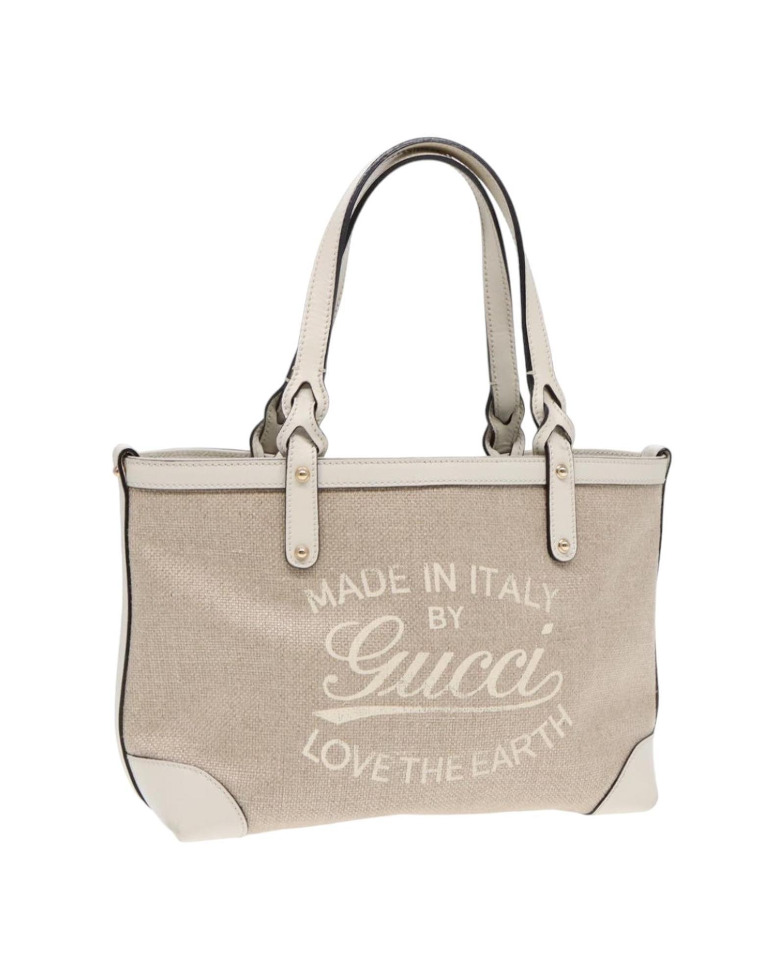 Preloved Linen Tote Bag Model Beige Women by GUCCI