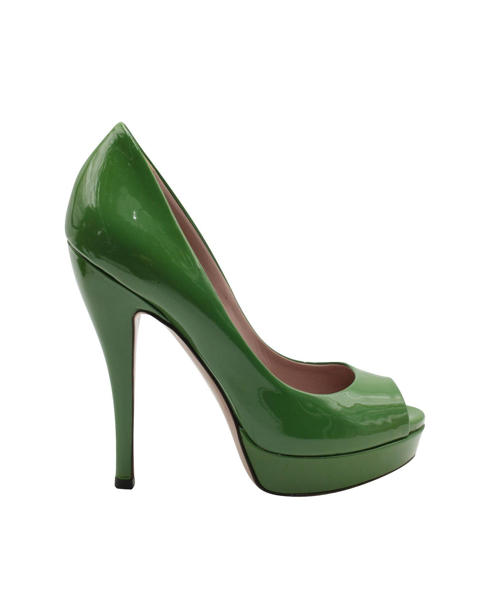Preloved Patent Leather PeepToe Heels Wo - Green by GUCCI