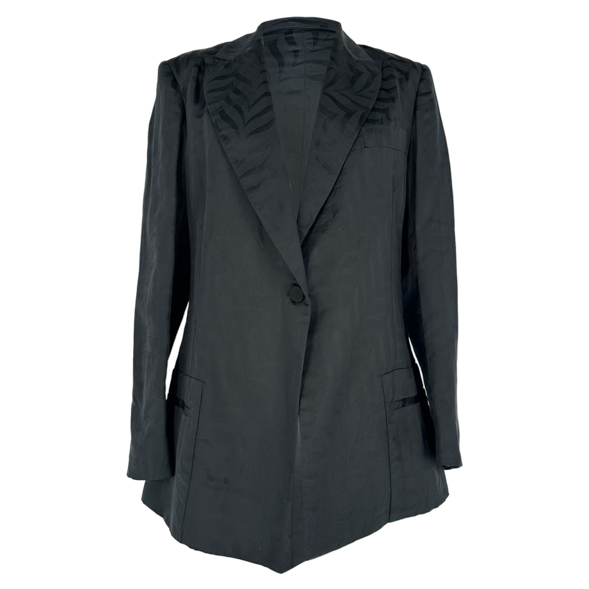 Preloved Single-Breasted Jacquard Blazer in Black Silk by GUCCI