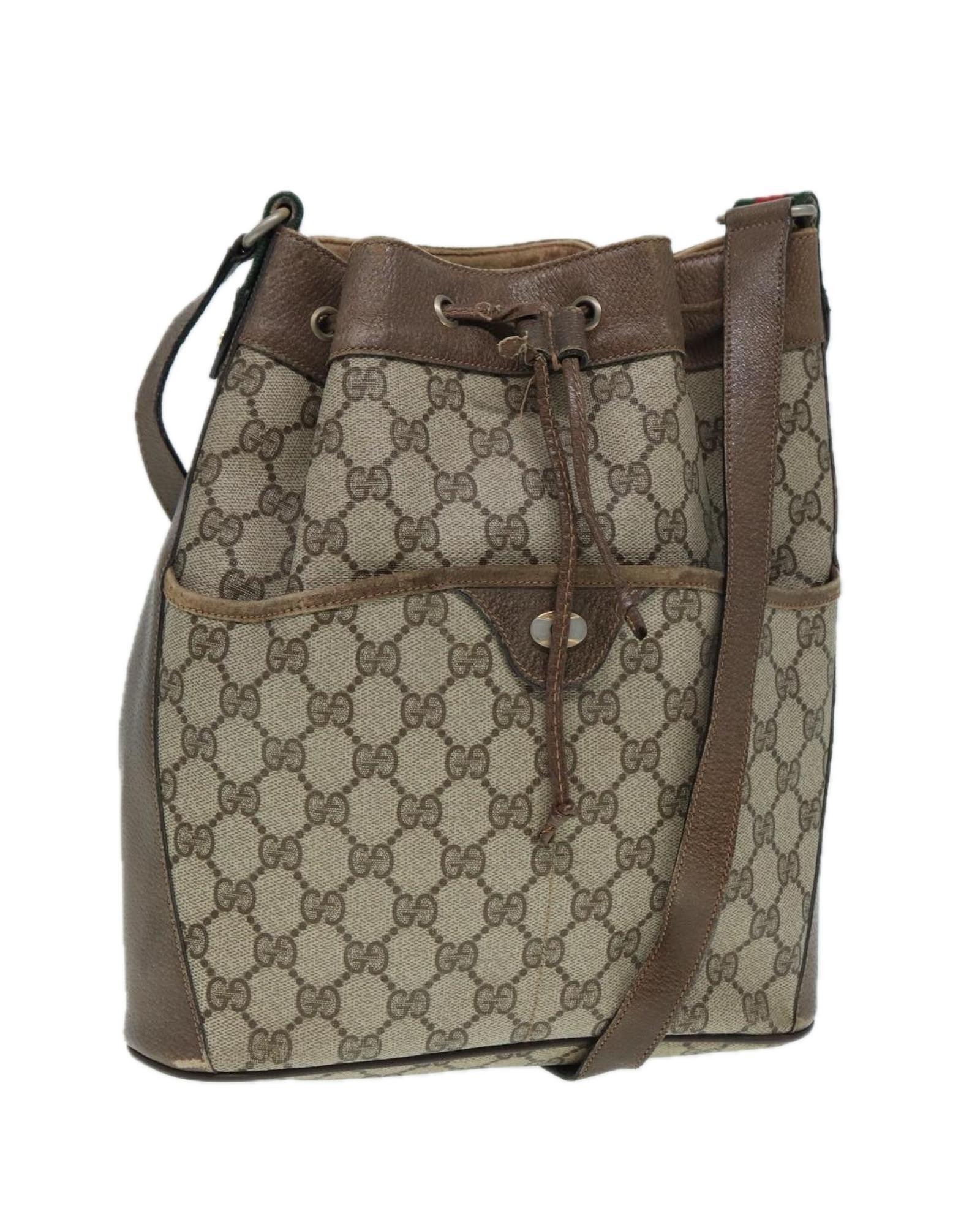 Preloved Vintage GG Canvas Bucket Bag Women - Beige Shoulder Bags by GUCCI Preloved Vintage GG Canvas Bucket Bag Women - Beige Shoulder Bags by GUCCI