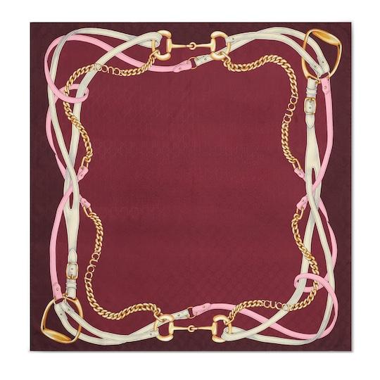 Printed GG silk jacquard carré by GUCCI