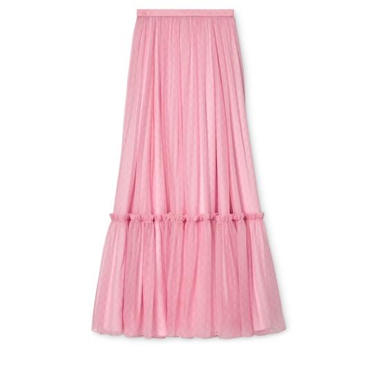 Printed silk chiffon long skirt by GUCCI