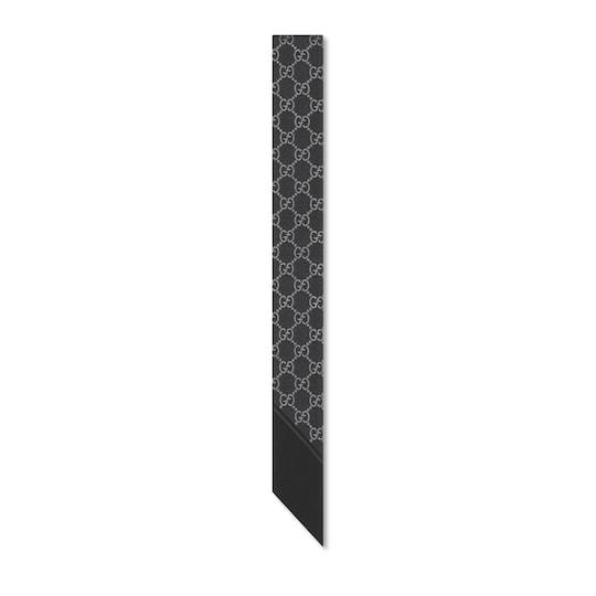 Printed silk neck bow in black by GUCCI