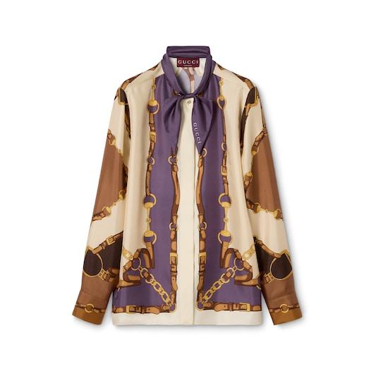 Printed silk till shirt by GUCCI