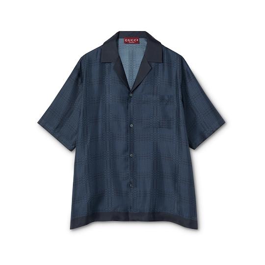 Printed silk twill bowling shirt by GUCCI