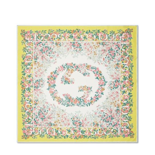 Printed silk twill carré by GUCCI