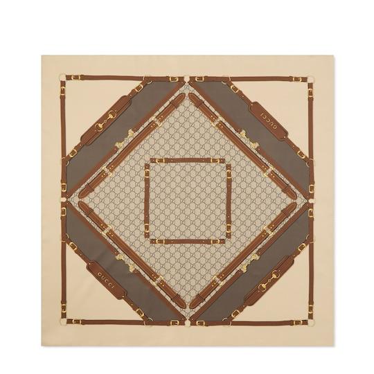 Printed silk twill carré by GUCCI