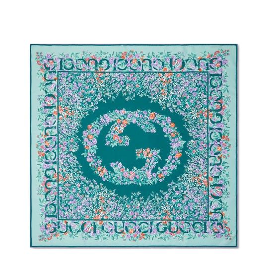 Printed silk twill carré by GUCCI