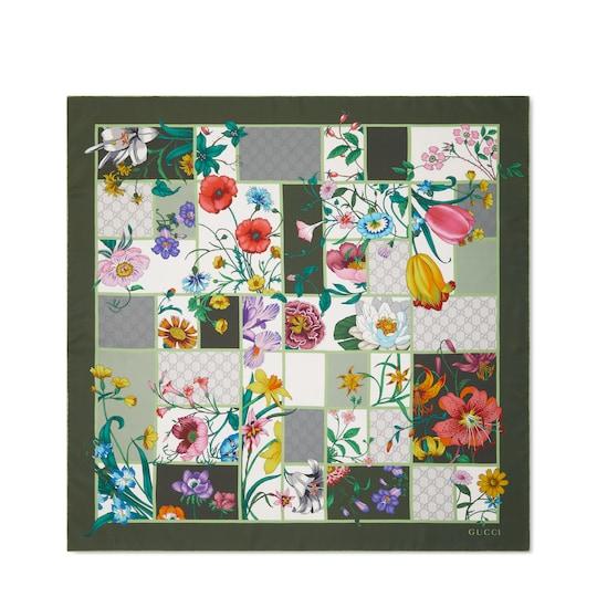 Printed silk twill carré by GUCCI