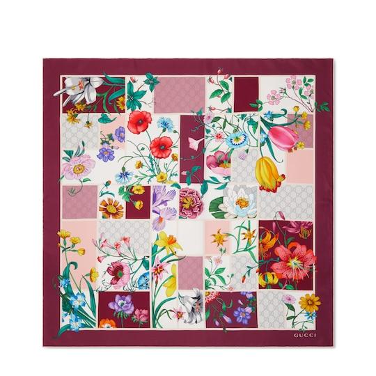 Printed silk twill carré by GUCCI