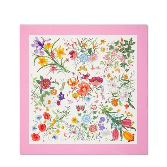 Printed silk twill carré by GUCCI