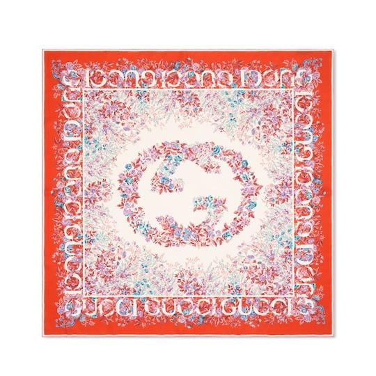 Printed silk twill carré by GUCCI