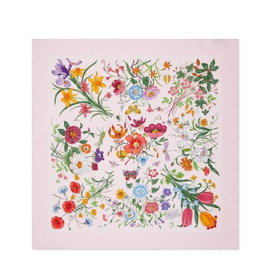 Printed silk twill carré by GUCCI