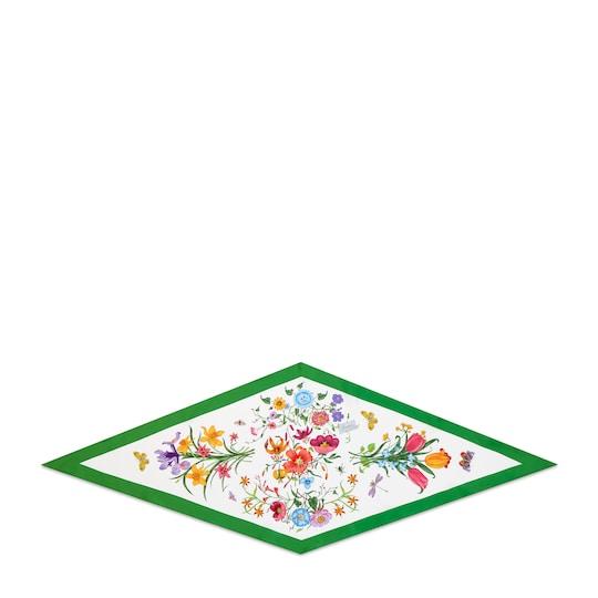 Printed silk twill diamond scarf by GUCCI
