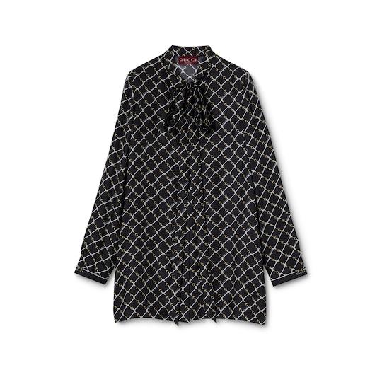 Printed silk twill dress by GUCCI