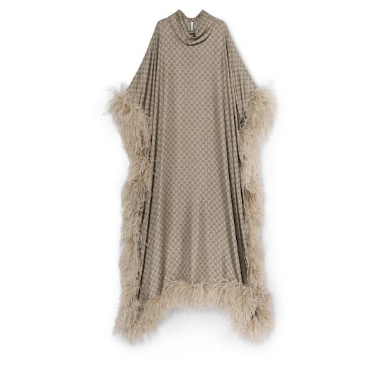 Printed silk twill long dress by GUCCI
