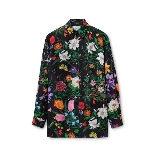 Printed silk twill shirt by GUCCI