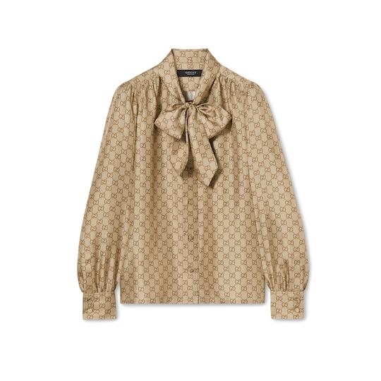 Printed silk twill shirt by GUCCI