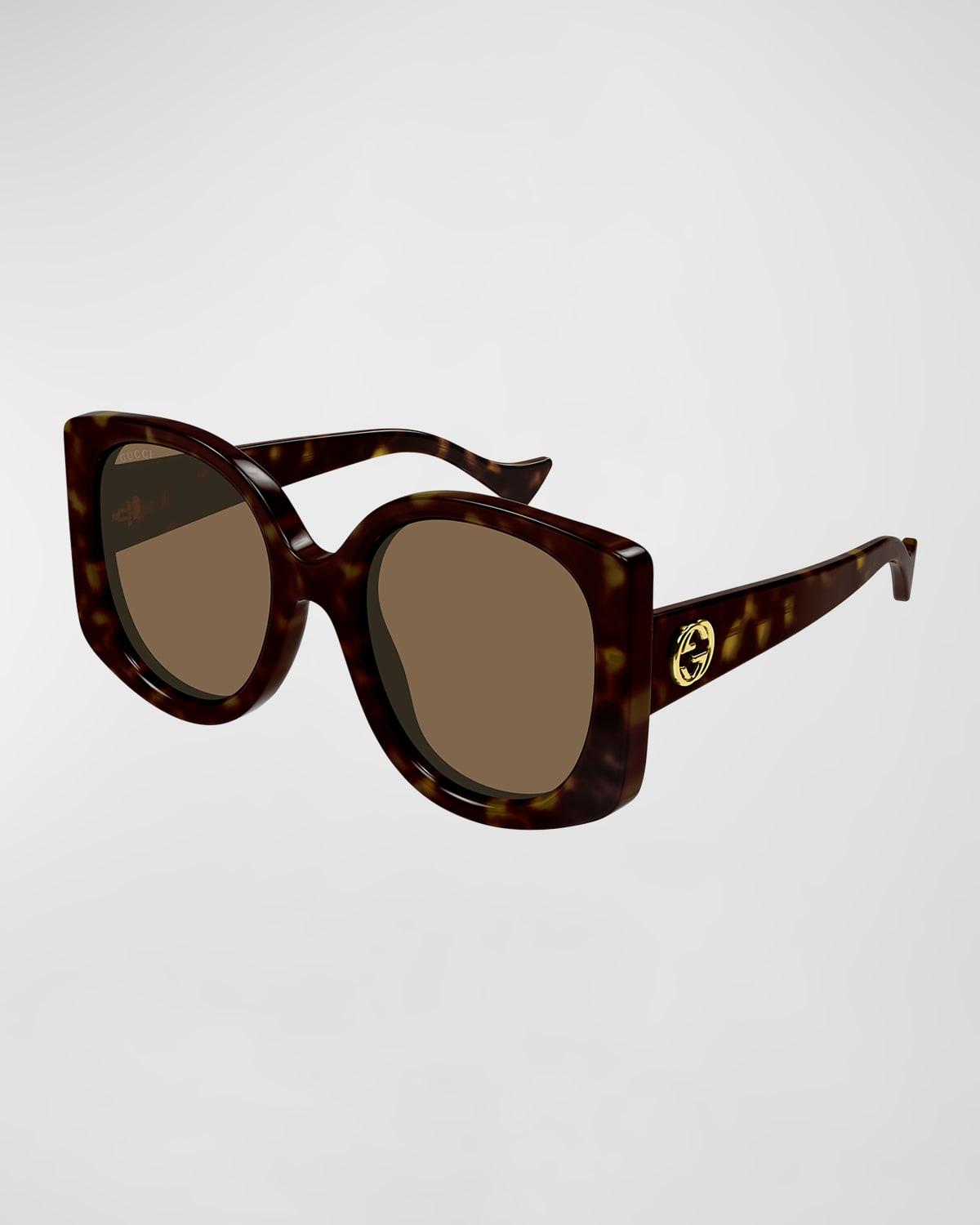 Raised Interlocking GG Acetate Butterfly Sunglasses by GUCCI