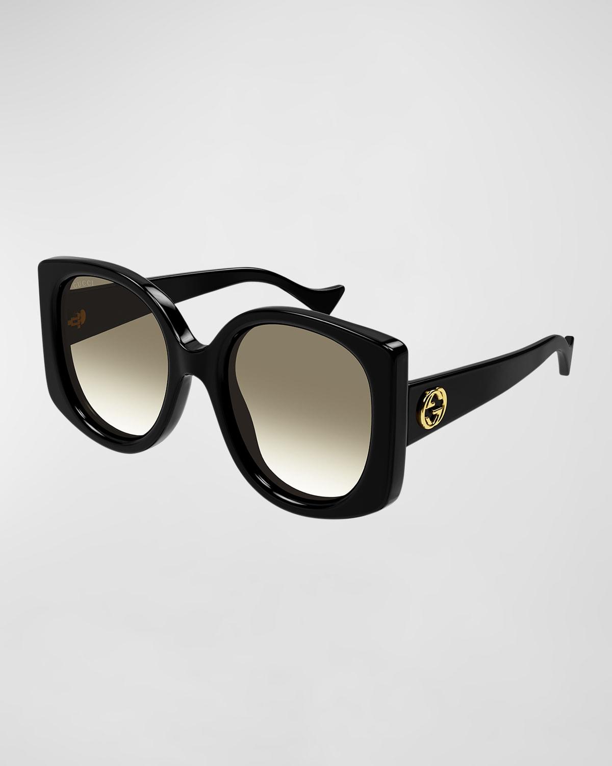 Raised Interlocking GG Acetate Butterfly Sunglasses by GUCCI