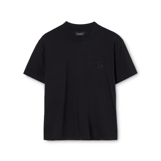 Rayon jersey T-shirt with embroidery by GUCCI