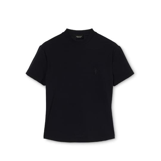 Rayon jersey T-shirt with embroidery by GUCCI