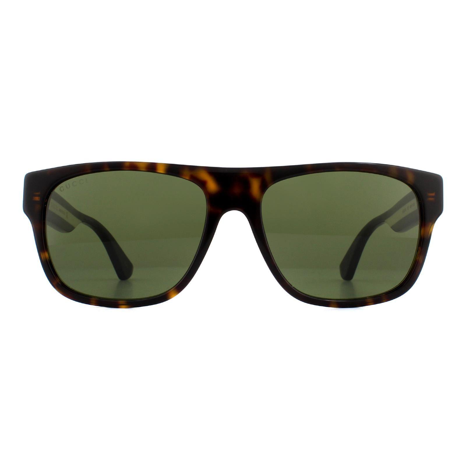 Rectangle Havana Green Sunglasses by GUCCI