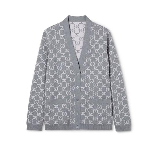 Reversible GG fine wool jacquard cardigan by GUCCI