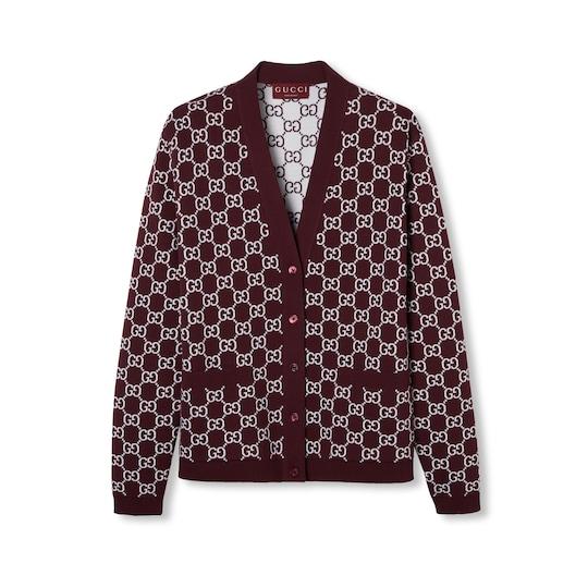 Reversible GG wool jacquard cardigan by GUCCI