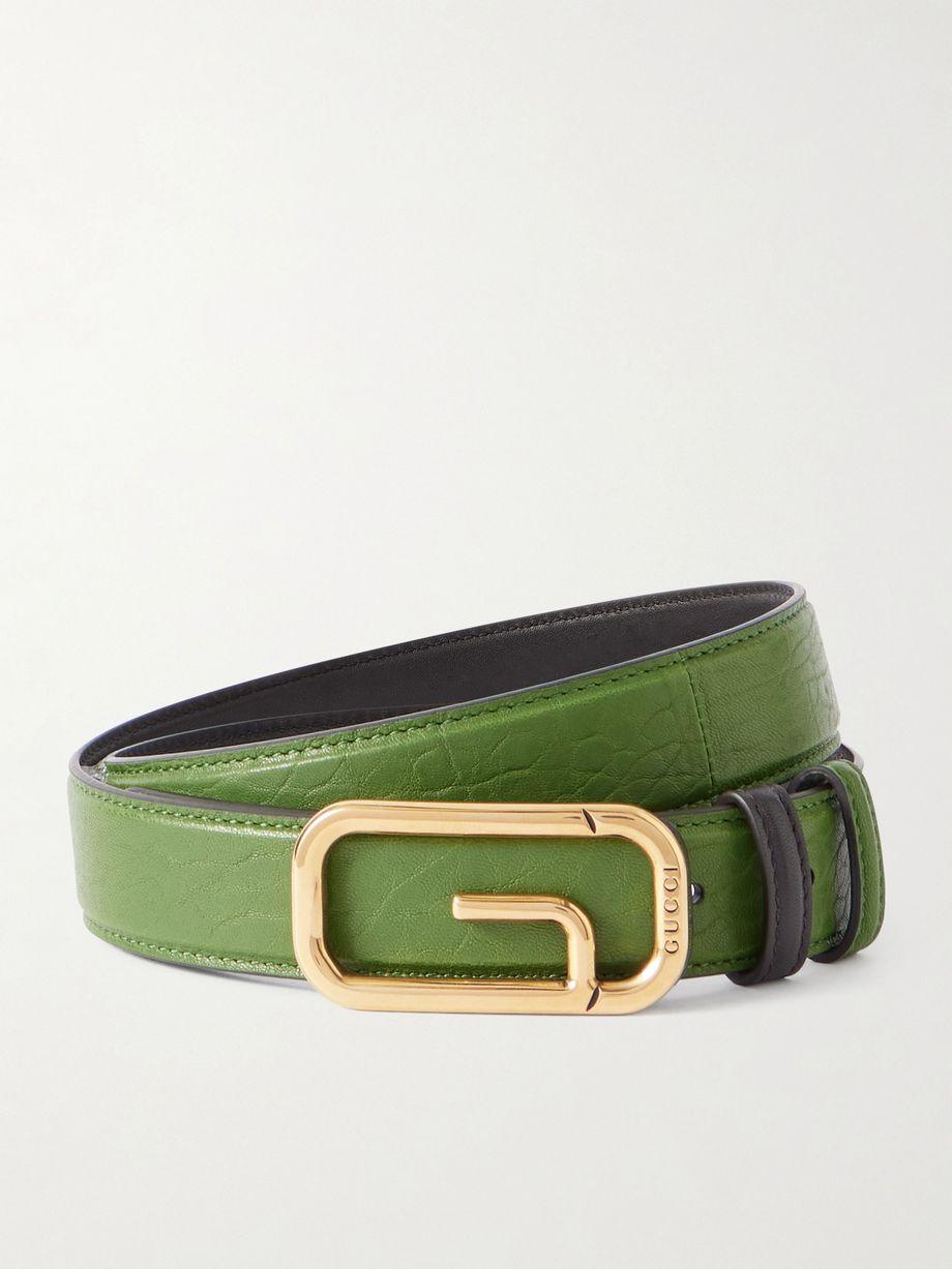 Reversible textured-leather belt by GUCCI