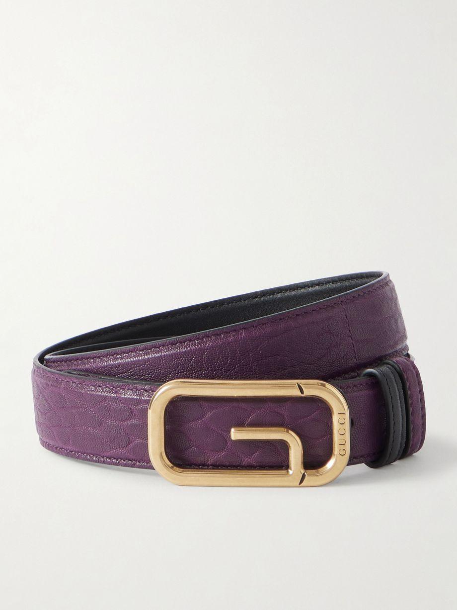 Reversible textured-leather belt by GUCCI