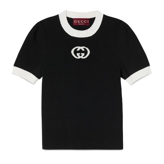 Ribbed T-shirt with intarsia by GUCCI