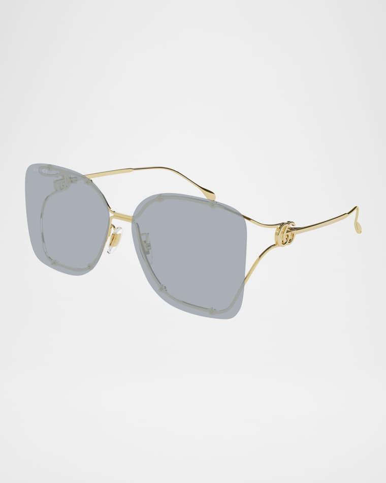 Rimless Square Metal Sunglasses by GUCCI