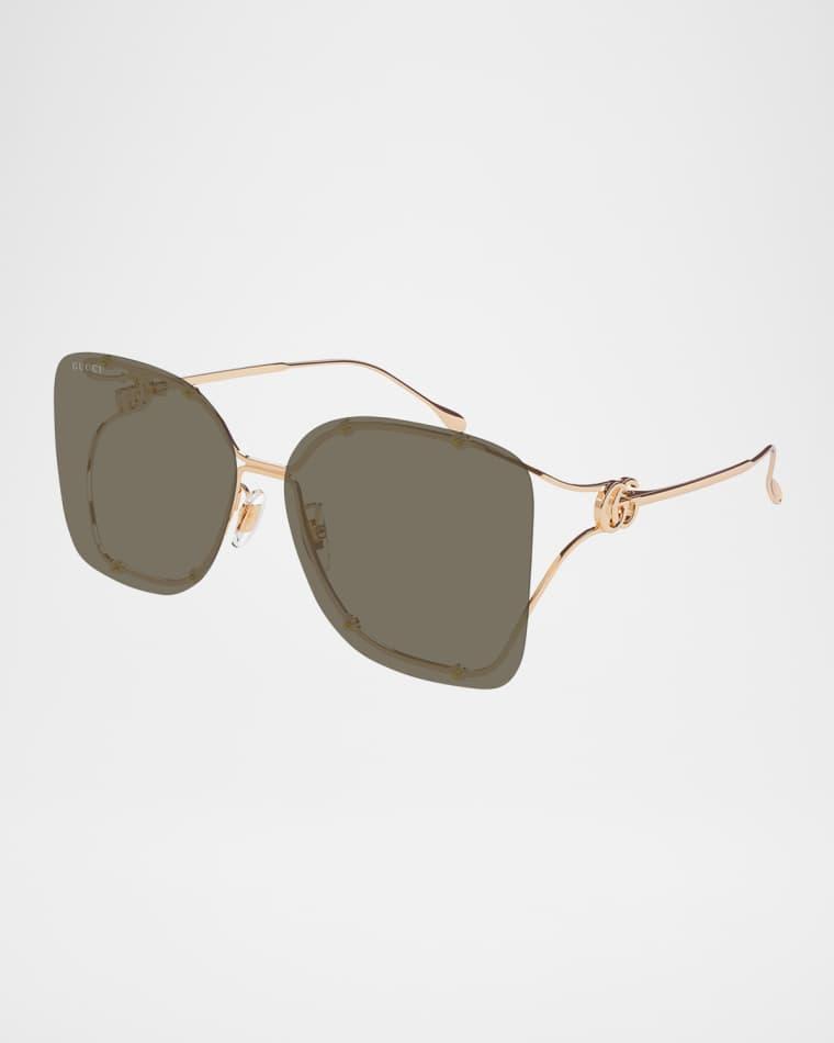 Rimless Square Metal Sunglasses by GUCCI