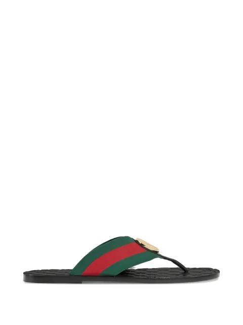 Riviera striped logo-detail sandals by GUCCI
