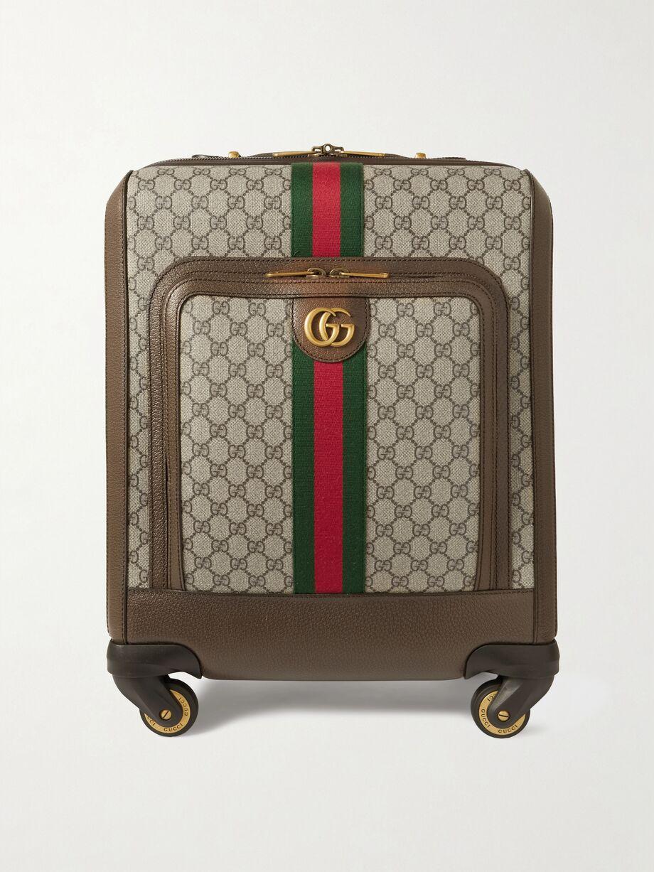 Savoy leather-trimmed printed coated-canvas suitcase by GUCCI